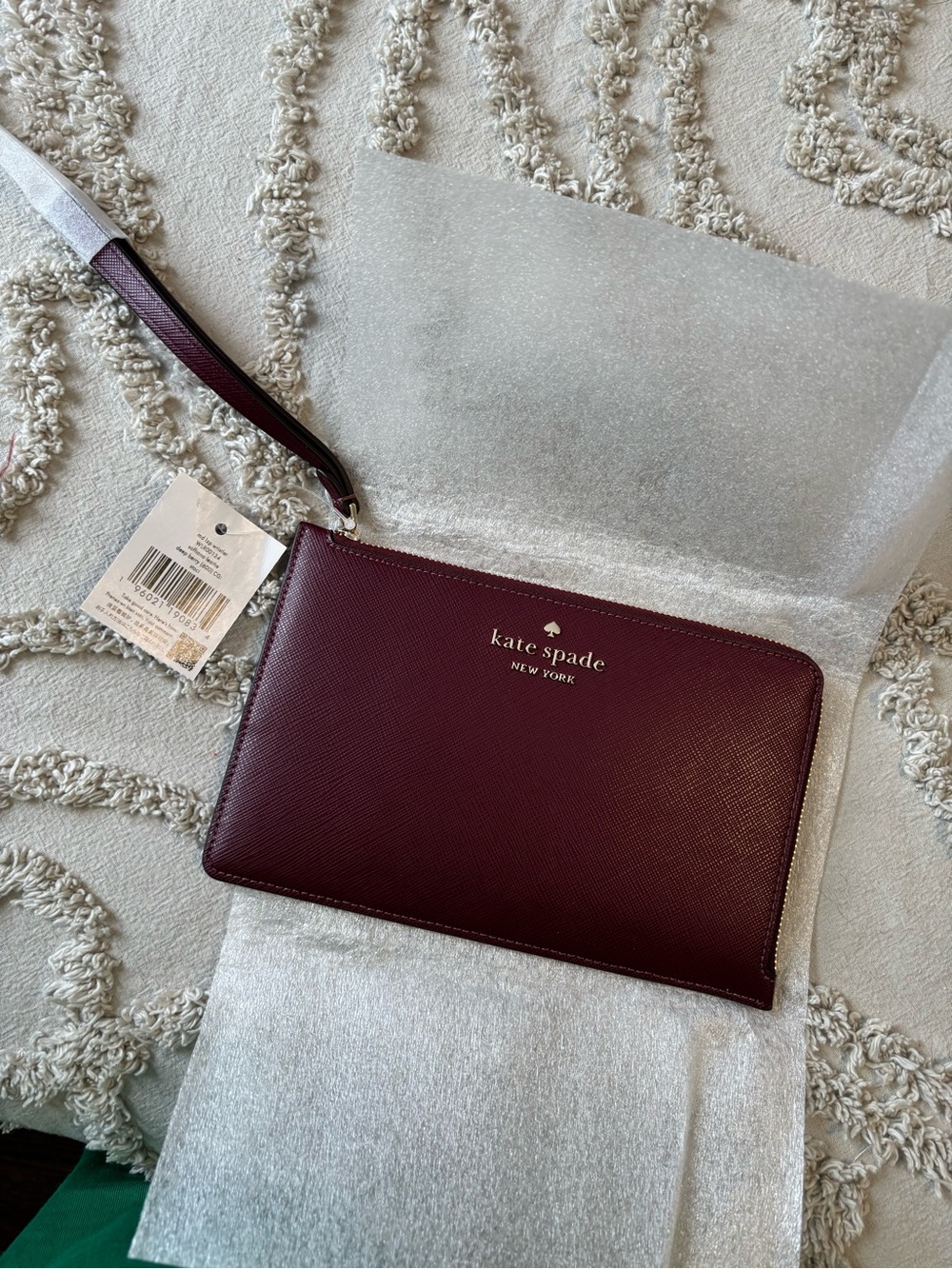 NWT kate spade Burgundy Leather Wristlet Clutch